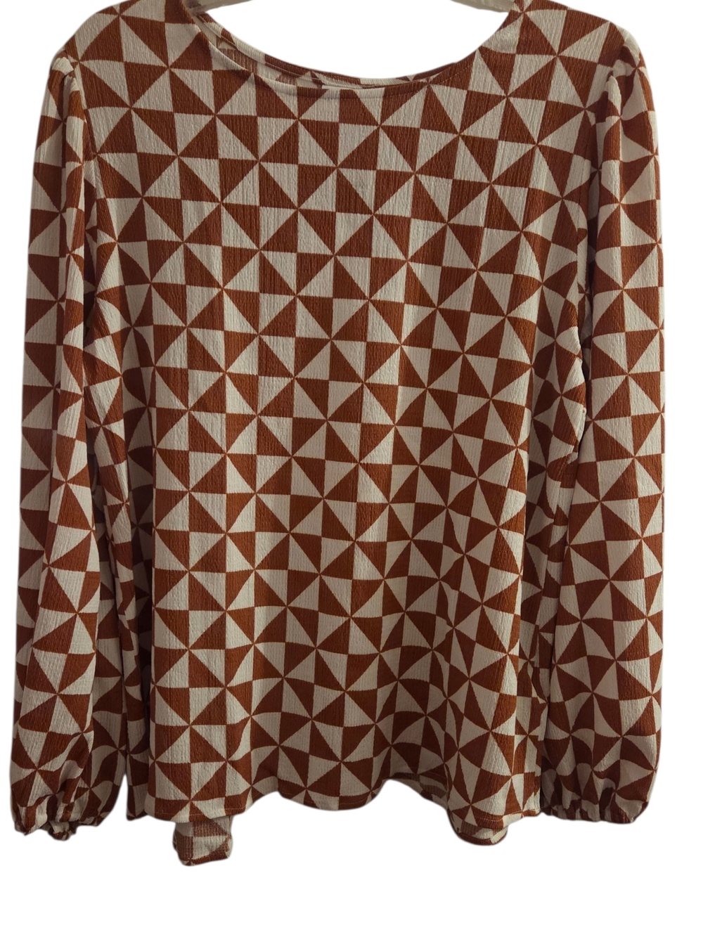 LuLaRoe Brown and Cream Geometric Long Sleeve Top